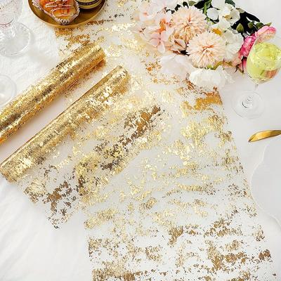 Glitzer Metallic Tischläufer Goldrosa Silber Tischläufer Rolle Esstischdeko für Party Geburtstag Hochzeit Esstischtuch