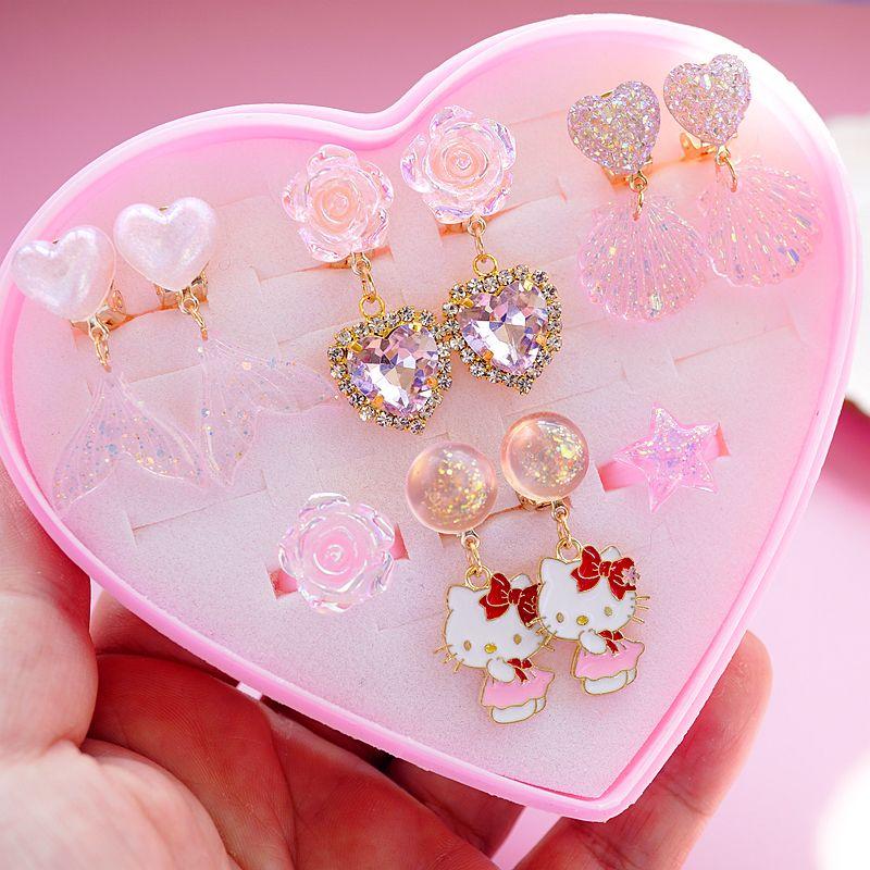 

Оригинальный дизайн Детская серьга Клипса на ухо Проколотая Серьги для маленькой девочки Серьги для девочки Драгоценный камень Подвеска для уха Ювелирные изделия Подарок принцессы kitty Pink Gemstone
