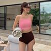 New Women's Color Block Slimming Swimsuit - Conservative Korean Style Beachwear, Available in 2 Colors