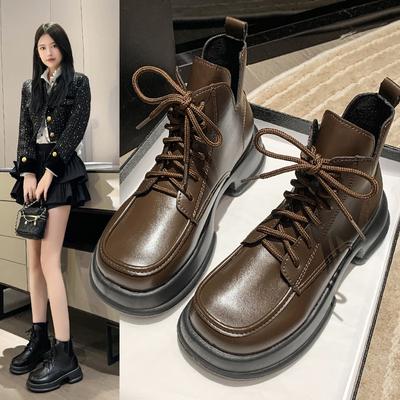British Style 2024 Spring and Autumn Single Boot European Thick Sole Small Short Boots
