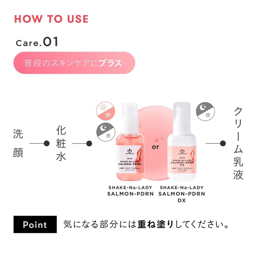 Cosmedon Salmon PDRN Shakena Lady 30mL Made In Japan Highly Concentrated Serum with Panthenol and DMAE 10,000ppm~30,000ppm VC, DNA-Na, Retinol, (2