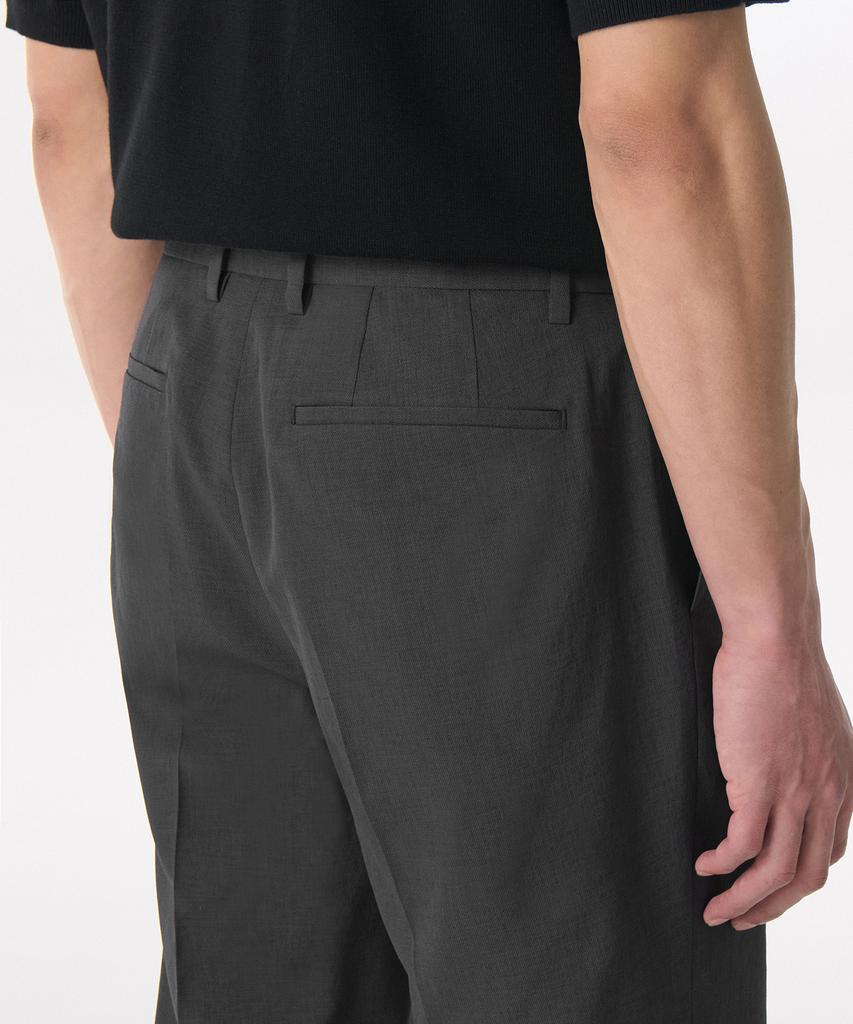 MUSINSA STANDARD Cool Touch Semi-Wide Hidden Banding Slacks [Gunmetal]