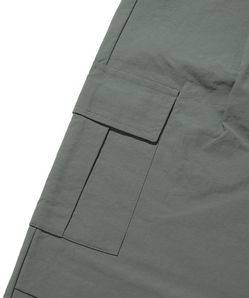 GAKKAI UNIONS One-Pleat Nylon Parachute Cargo Pants Charcoal