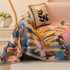 American Graffiti Flower Sofa Mat Wear Resistant Anti Slip Cat Scratch Resistant Settee Towel Chenille Tassel Edge Couch Cover