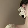 Mesh white chiffon flower pearl earrings fashion stud earrings high sense super fairy versatile earrings