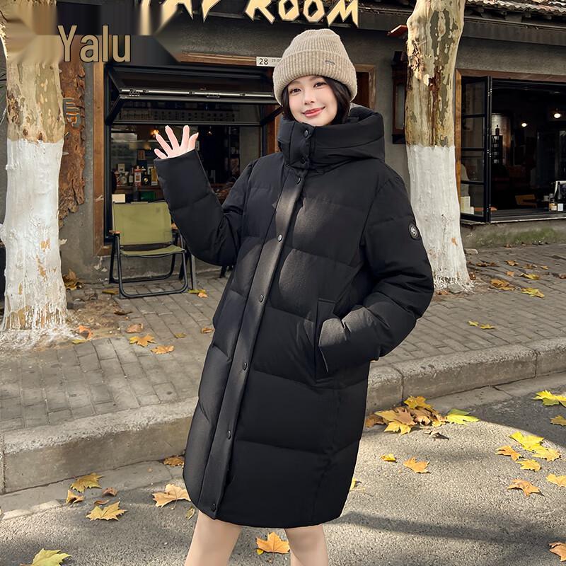 Yalu Women's Mid-Length Duck Down Jacket with Detachable Hood