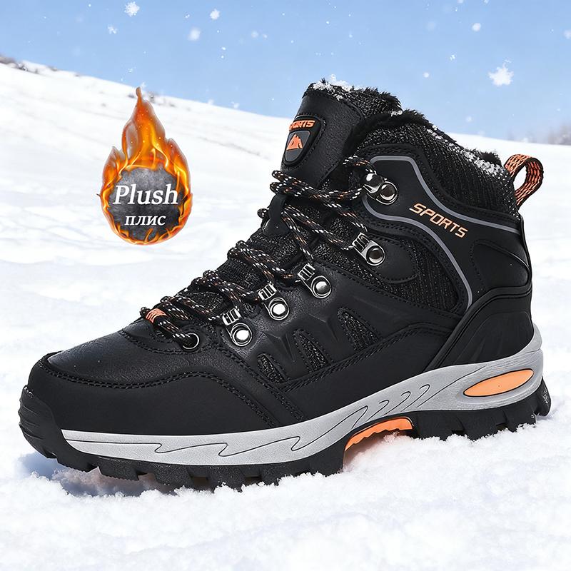 

Большого размера уличные походные ботинки Новые мужские женские нескользящие на шнуровке для альпинизма зимние черные теплые меховые кроссовки размер треккинговая походная обувь 38