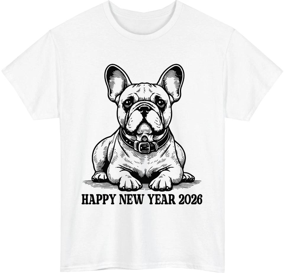 

Happy New Year 2026 Dog T Shirt Festive Party Shirt Unisex Festive Winter Gift 2XL