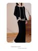 Women's Casual Color Block Hooded Wool Knit Sweatshirt & Long Pants Set - New Autumn Slimming Versatile Two-Piece