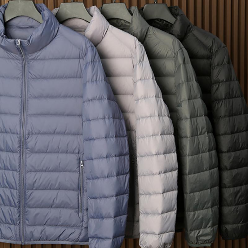 Men's Versatile Stand Collar Down Jacket: Thin, Warm, Solid Color for Autumn & Winter
