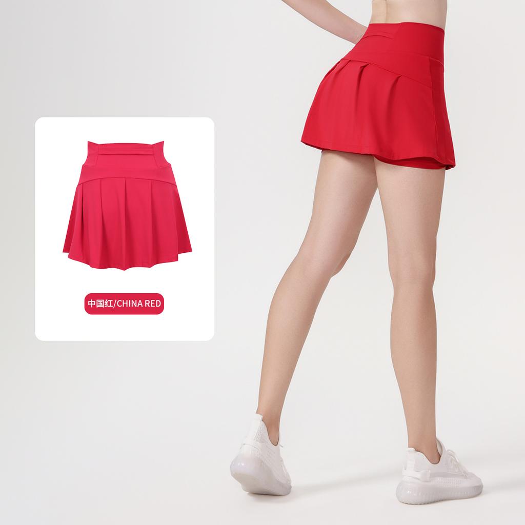 () Sports Tennis Skirt Women'S Anti-Light Fitness Skirt Fake Two-Piece Yoga Quick-Drying Pleated Skirt Shorts