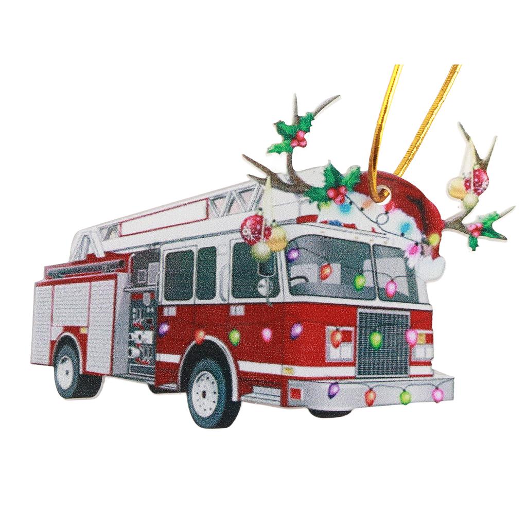 Christmas Tree Pendant Hanging Decoration Gift Personalized Fire Truck Vehicle Truck Boat Excavator