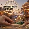 Rotating Ferris Wheel DIY Kit with LED Light Hands-On Soldering Practice Kit with Rechargeable Power System Lighted Desktop Display for Experiment