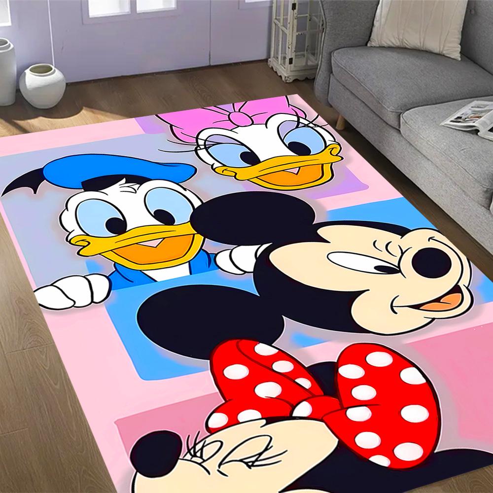 Classic Disney Characters Disney Cartoon Theme Anti-Slip Rug - Polyester, Home Decor, Suitable for Bedrooms, Living Rooms, Doorways, and Studios