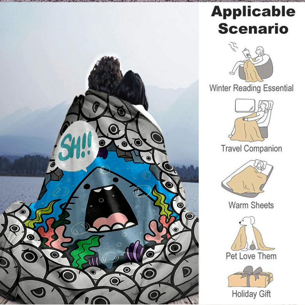 1pc Shark Eyes Print Blanket   Lightweight Flannel Throw Blanket For Sofa, Bed, Living Room, Office, Outdoor Travel, Camping