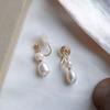 Puces d'oreilles en perles naturelles, boucles d'oreilles sans lobe pour femmes, boucles d'oreilles baroques, boucles d'oreilles en forme de spirale anti-moustiques, boucles d'oreilles haut de gamme de luxe léger, tendance rétro