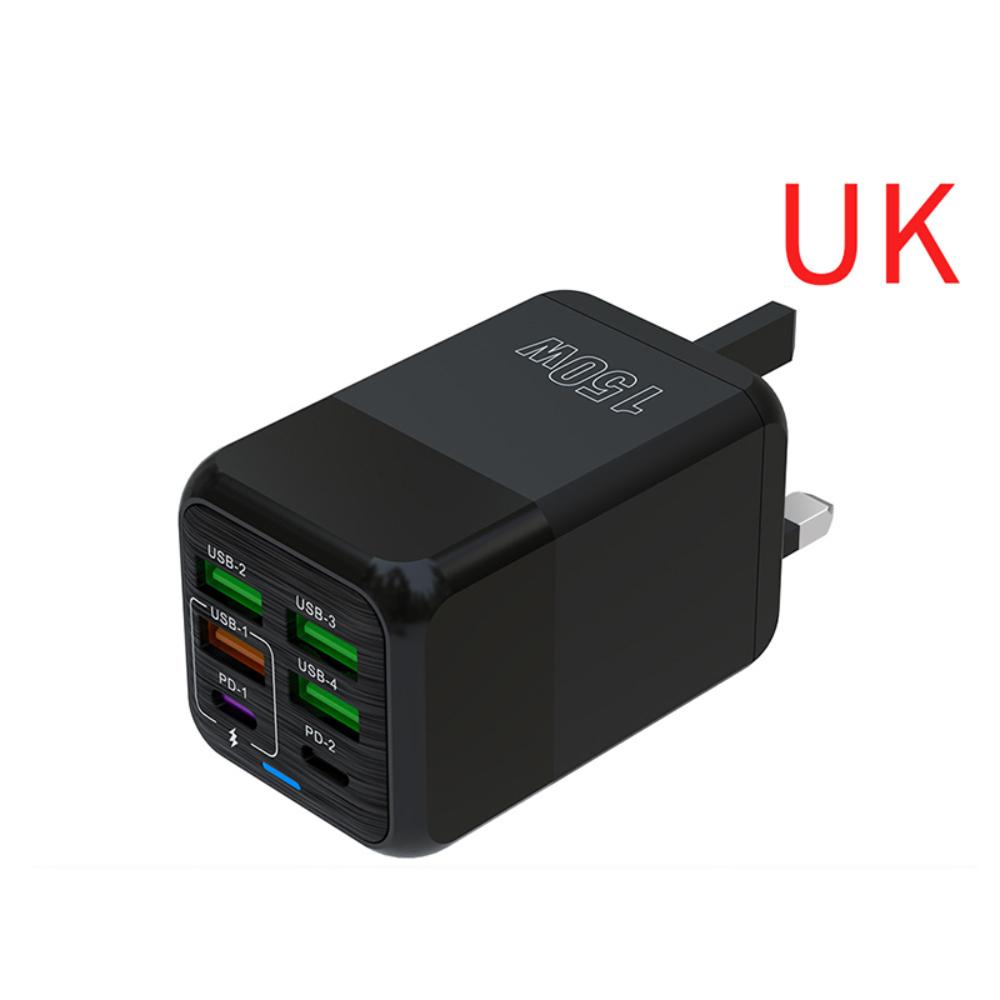 150W Fast Charger PD USB Phones Charger Quick Charge Adapter 6 Ports EU/US/UK For iPhone Samsung Huawei Plug Wall Adapter