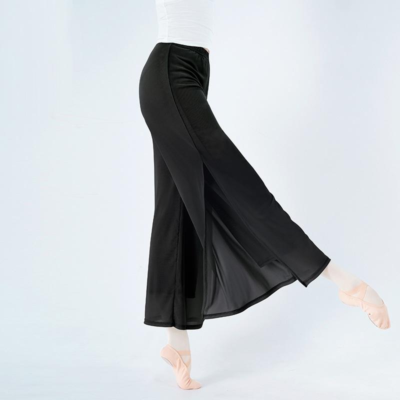 

Women s Spring and Summer Double-Layer Mesh Side-Slit Trousers: Loose-Fitting, Classic-Style Training Pants XL чорний