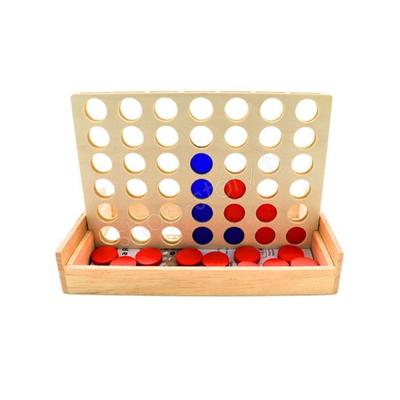 Board Game - BG INTERNATIONAL - Wooden Four In a Row Game - Educational - Portable - 2 Players or More