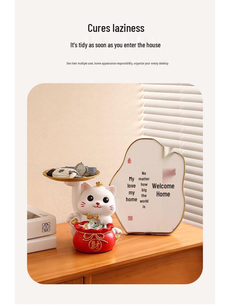 Lucky Cat Key Organizer Ornament for Entryway, Living Room, or Shoe Cabinet - Perfect Home Decor and Housewarming Gift.