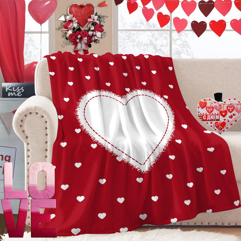 1pc Valentine's Day blanket, ultra soft and comfortable nap blanket, romantic heart-shaped rose printed flannel shawl blanket