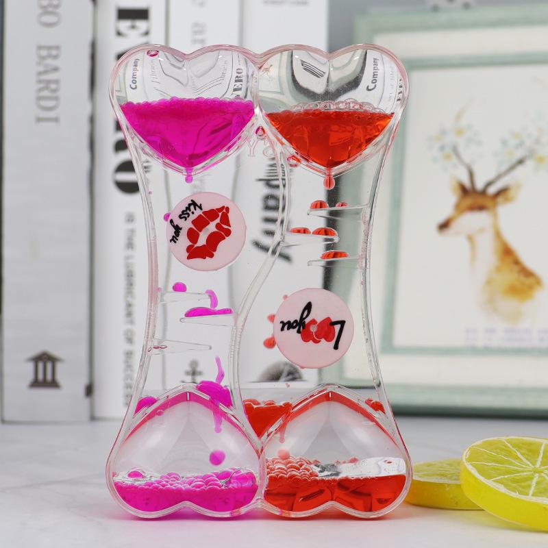 Zweifarbiger Flüssig-Sanduhr-Timer: Windrad Pfirsichherz Ornament - Perfektes Neujahrsgeschenk für Studenten