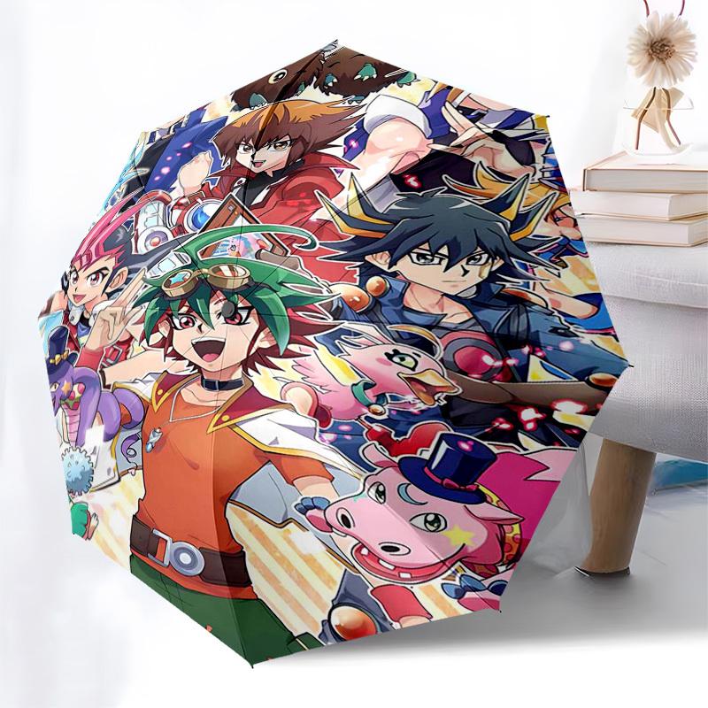 1pc Outdoor Umbrella with Yu-Gi-Oh! Characters - Automatic Opening/Closing, Portable 3-Fold Design, 8-Rib Iron Frame - Perfect Gift for Fans, Tra