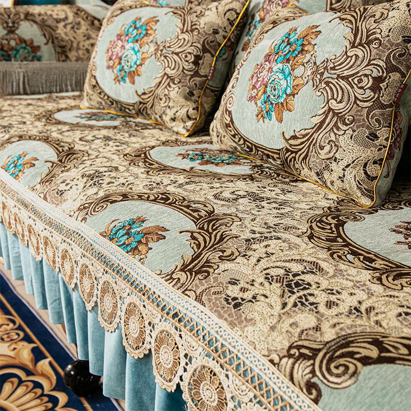 

European Sofa Cushion, High-End Luxury Non-Slip, All-Season Leather Sofa Combination Cover, Seat Cushion, Princess Summer American Style 70*180cm