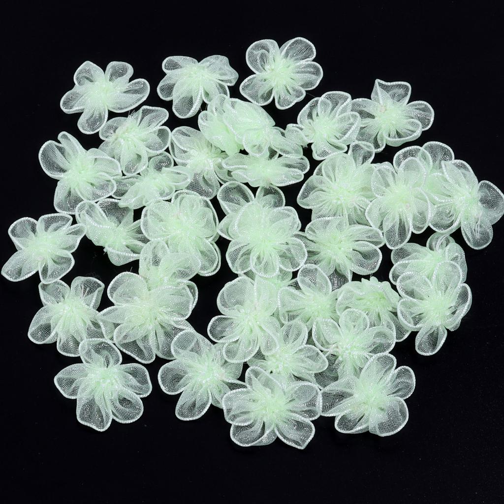 20pcs/lot 3cm Snow Gauze Fabric Flower Five Petals Plum Blossoms Artificial Flower For DIY Clothing Sewing Headwear Decoration