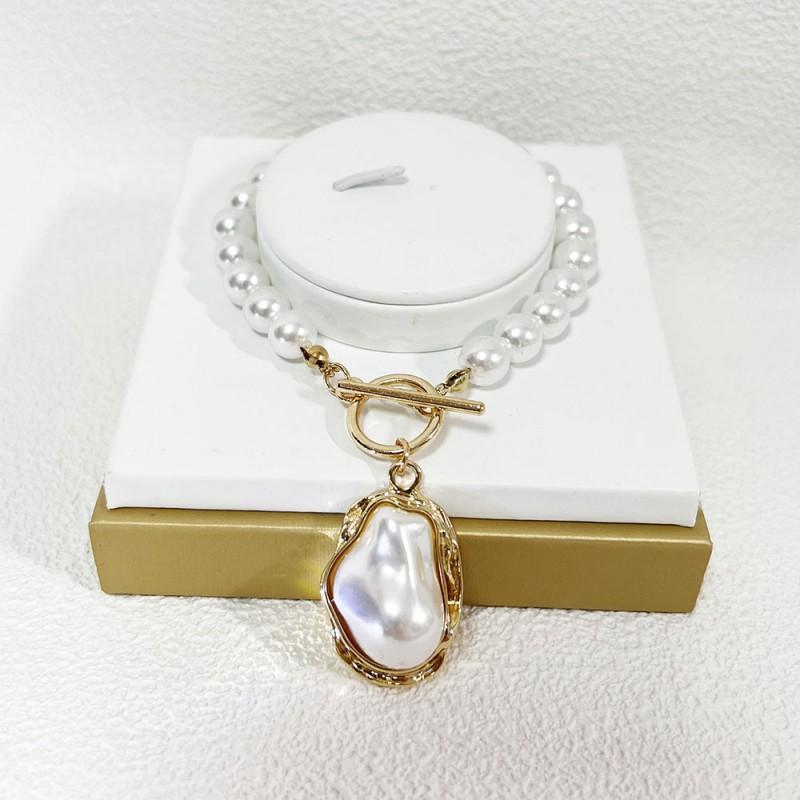 Baroque Irregular Pearl 5-Piece Set Vintage Geometric Jewelry Necklace Earrings Ring Bracelet Women