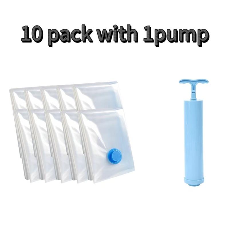 1-10 ST Vakuumförvaringspåse och Pumphölje för Klädförvaring Stor Plastkompression Tom Påse Resetillbehör Förvaringsbehållare