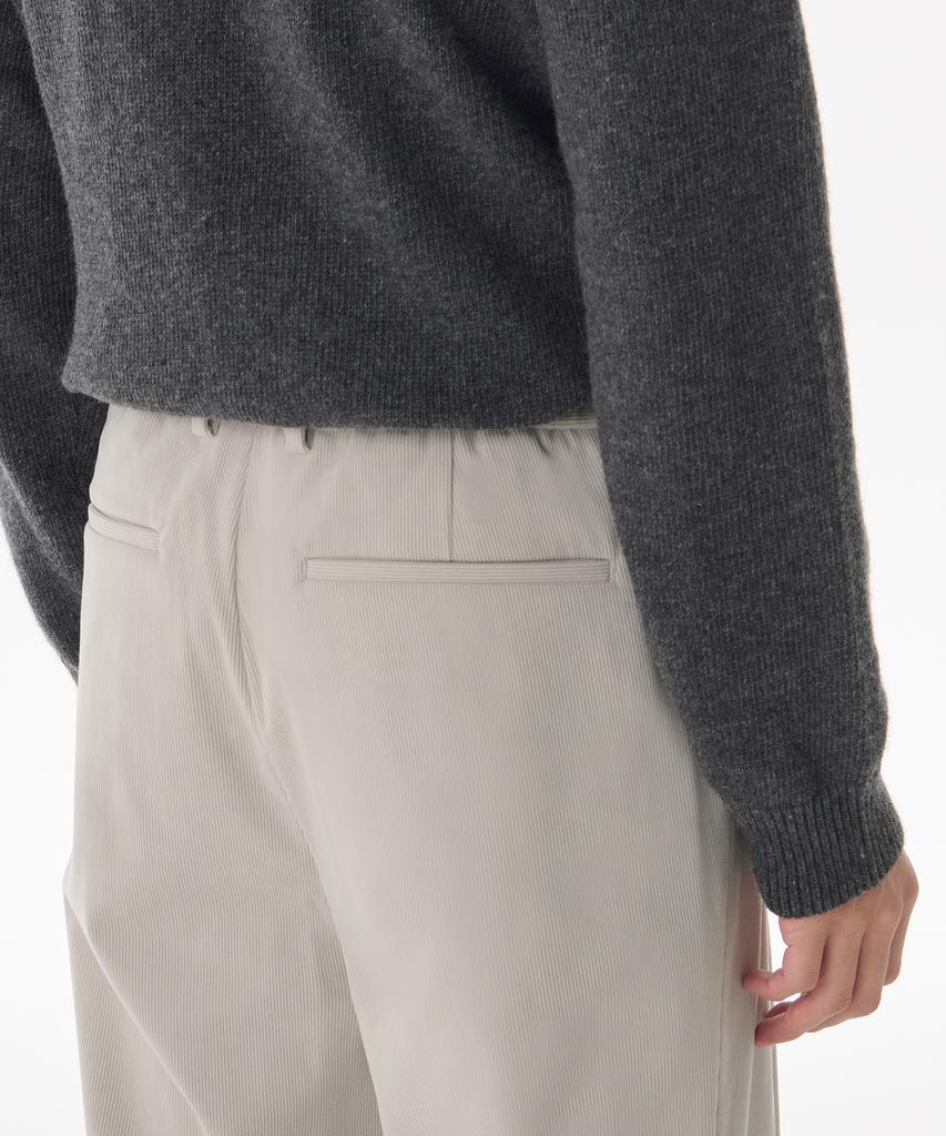 Musinsa Standard 14W Corduroy One-Pleat Wide Elastic Pants [Dusty Cream]
