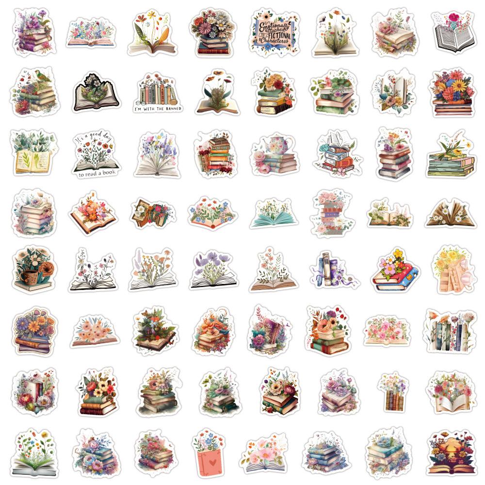 60 New Flower Books Graffiti Stickers Notebook Suitcase Water Cup Personalized Decorative Waterproof Stickers