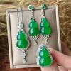 New Chinese Style Jewelry Earrings Imitation Green Chalcedony Gourd Ring Pendant Necklace Women's Set