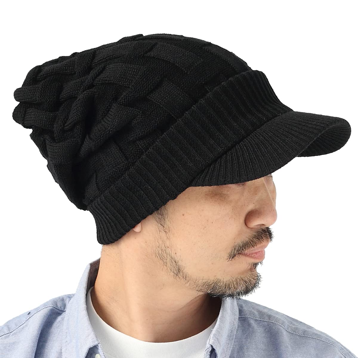 

Вязаная шапка с акриловым перекрестным вязанием Casquette Large Wide Cold Going Small Face Effect [regnuu] Шапка, мужская, зимняя, стильная, с полями, для гольфа, для рыбалки, чёрный