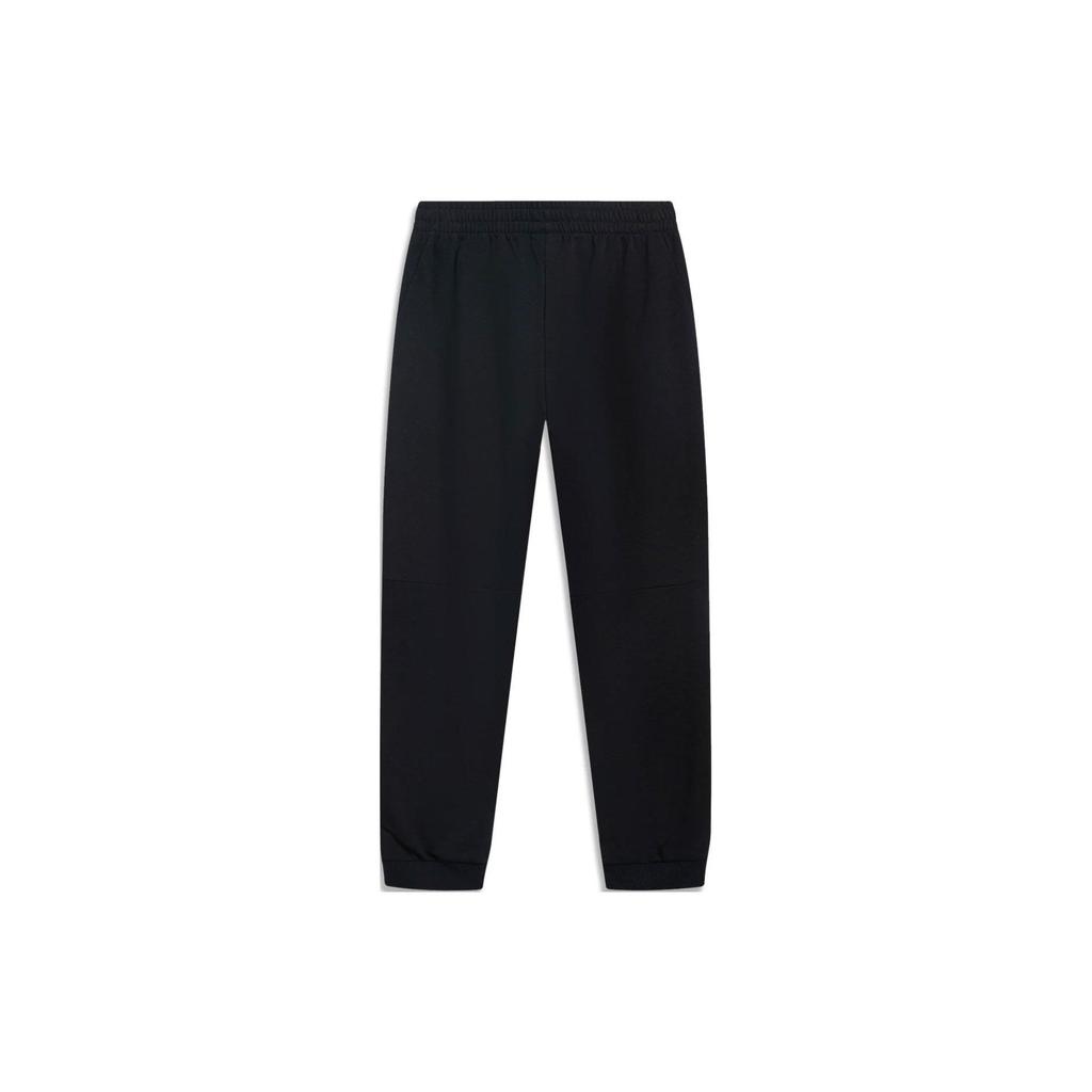 Li Ning Comfortable Casual Letter Print Cuffed Knitted Sports Pants Men Bottoms Black AKLU953-1