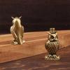 1Pcs Handmade Boho Decor Owl Brass Ornament Creative Figurine Small Desk Decoration Unique Gift For Home