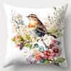 Vibrant Bird Floral Pillow Covers Soft Polyester Single Side Print Decorative Cushion Covers For Sofa Living Room Bedroom Decor
