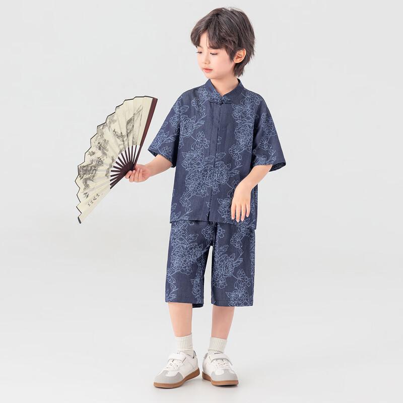 Boys' New Chinese Style Short Sleeve Tang Suit Set