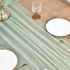 DIY Design 0.75*3M Table Flag Pearl Tulle Semi Transparent Table Runner Gauze Mesh Sheer Drapes Pearl Chiffon Birthday Party