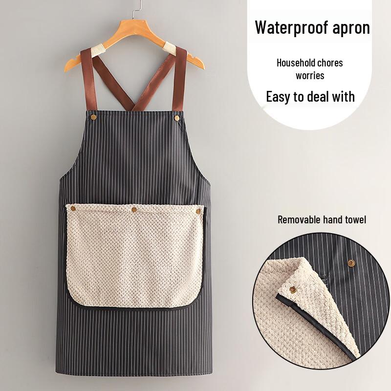 Waterproof Kitchen Apron with Removable Hand Wipes (2-Pack)