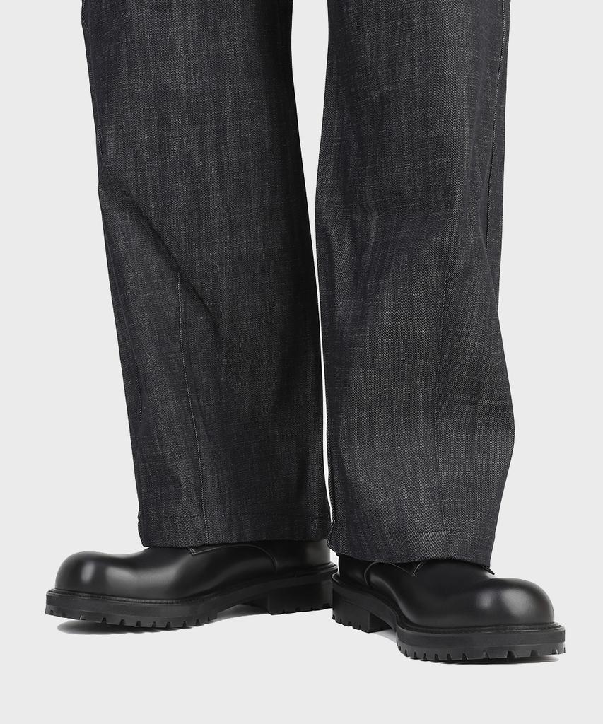 Firenze Atelier [Vibram] Volume Toe Hidden Stitch Pull-Up Leather 3-Hole Derby 1090 [Shine Black]