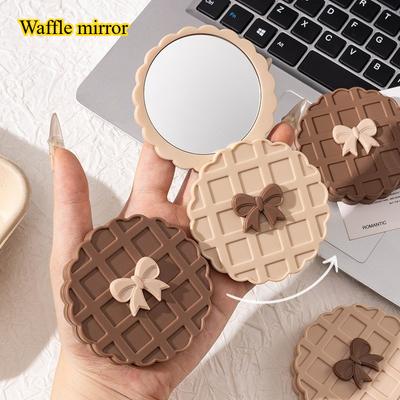New Small Tulip Folding Mirror for Women's Desktop Stand Up Makeup Small Mirror Portable Mirror