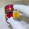 Ice Queen 5-Carat Yellow Moissanite Ring, Eight-Heart Cut with Colorful Fire