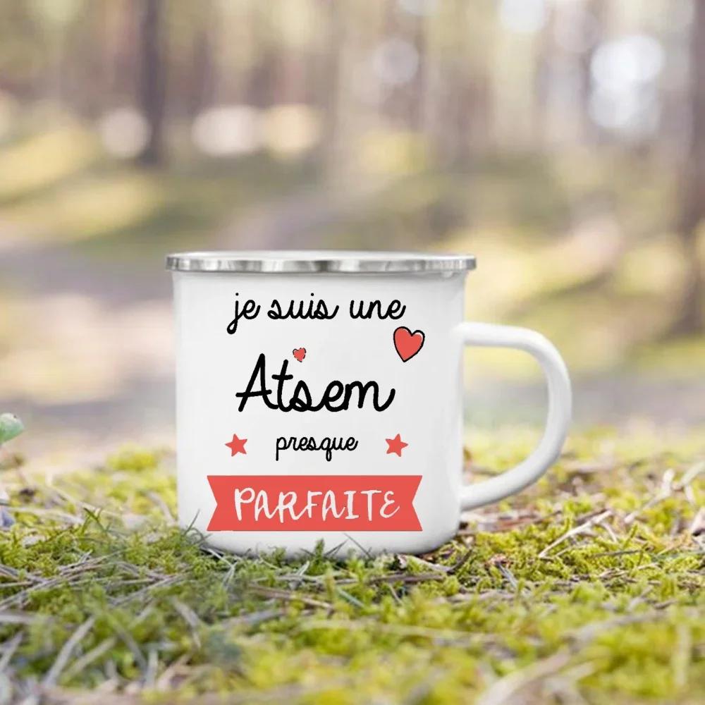 Merci Atsem Agenda Print Mugs Creative Coffee Cups Drinks Water Milk Cup Enamel Mug School Home Handle Drinkware Gifts