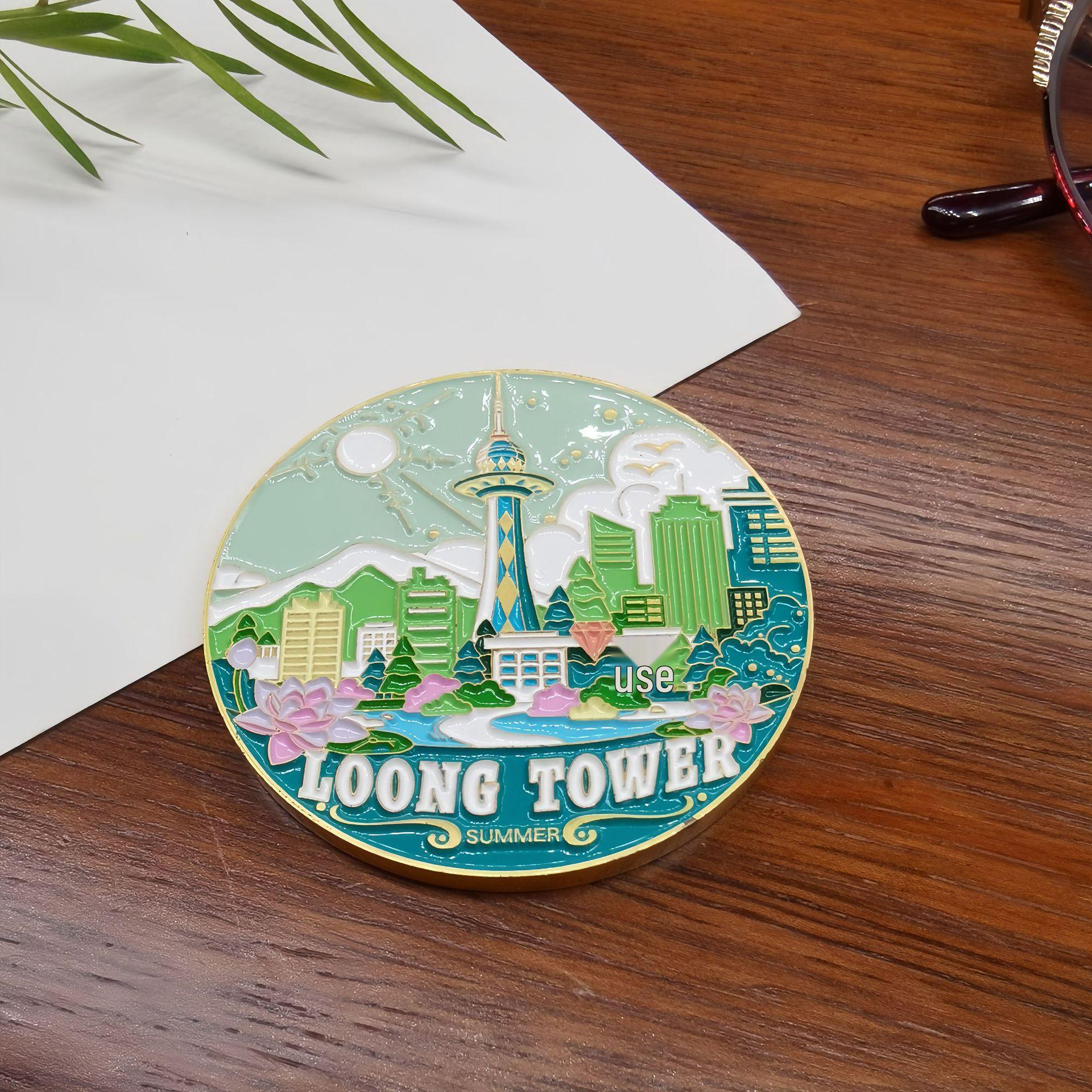 Ice City Harbin Dragon Tower Double-Sided Zinc Alloy Commemorative Coin - Cultural and Creative Tourism Souvenir