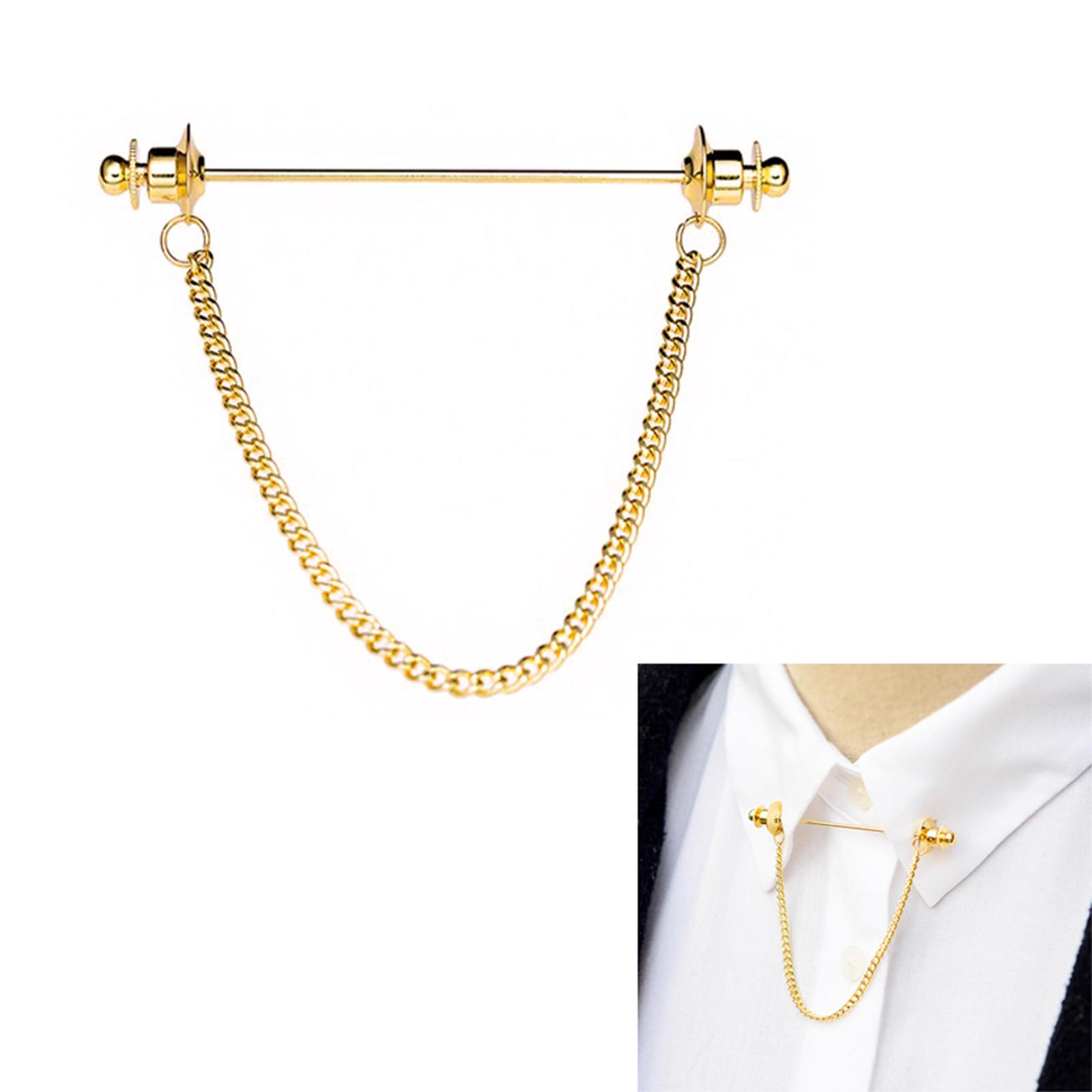 

Мужская булавка с цепочкой, значки, зажимы для галстука, ювелирный декор, 70 мм, подарки золотистый