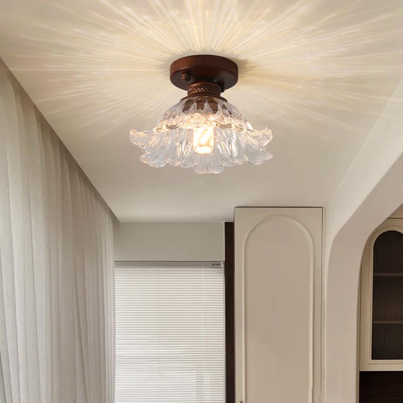 Vintage Chinese Corridor Light: Elegant Glass Ceiling Fixture for Entryway, Balcony, or Closet
