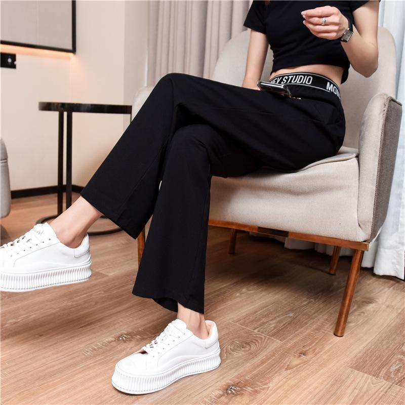 Girls' Summer 2024 Ice Silk Casual Sports Pants: Loose Straight-Leg Chiffon for Middle & High School Students