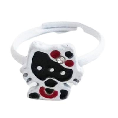 [R8389] - Children's Ring 'Hello Kitty' Black - 10x10 Mm